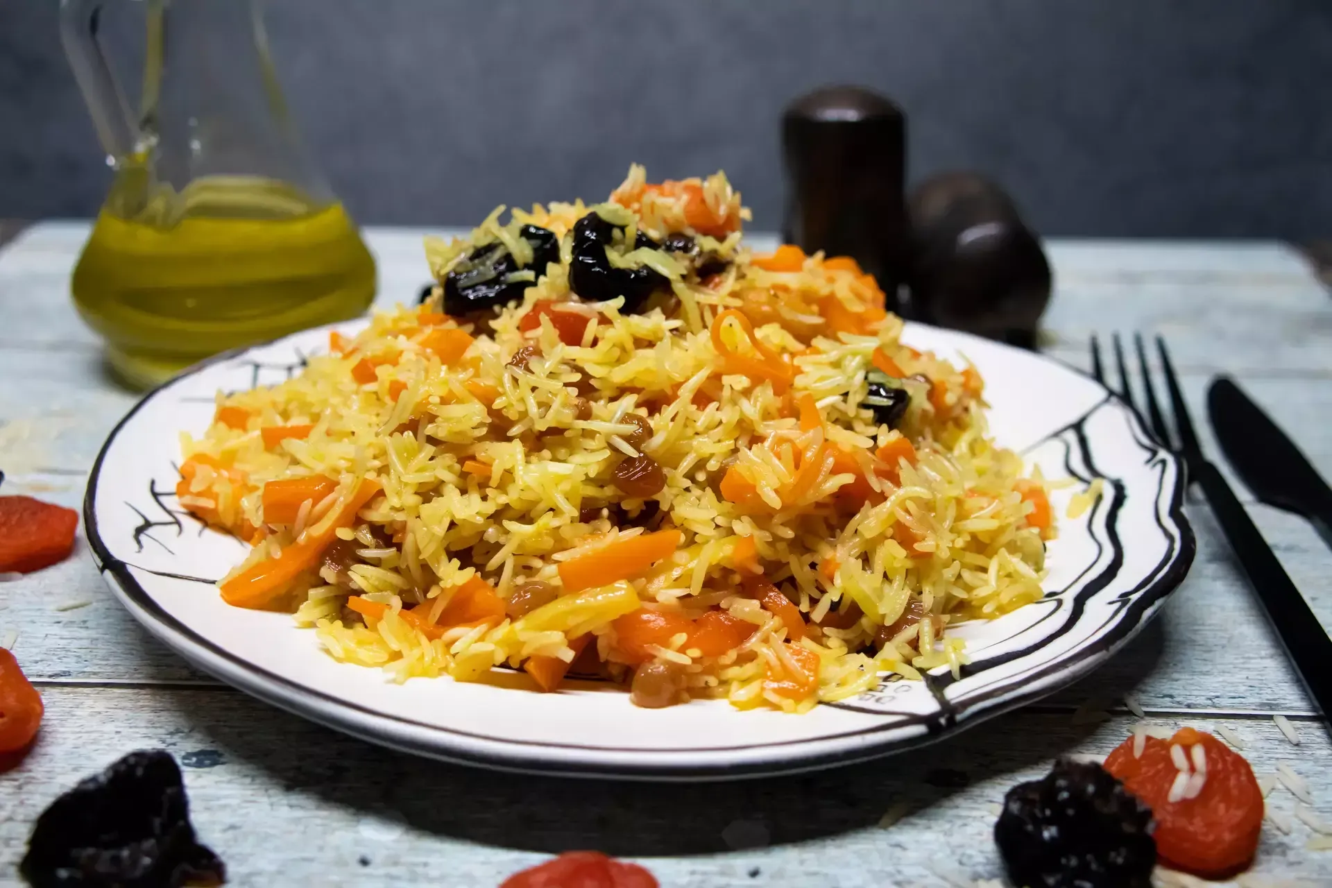 Pilaf with dried fruit